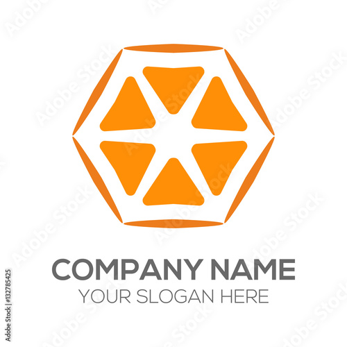 Orange tangerine citrus lemon fruit abstract hexagon shape logo vector
