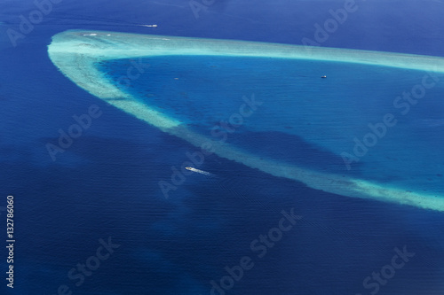 Aerial View from seaplane over Atolls at Indian ocean