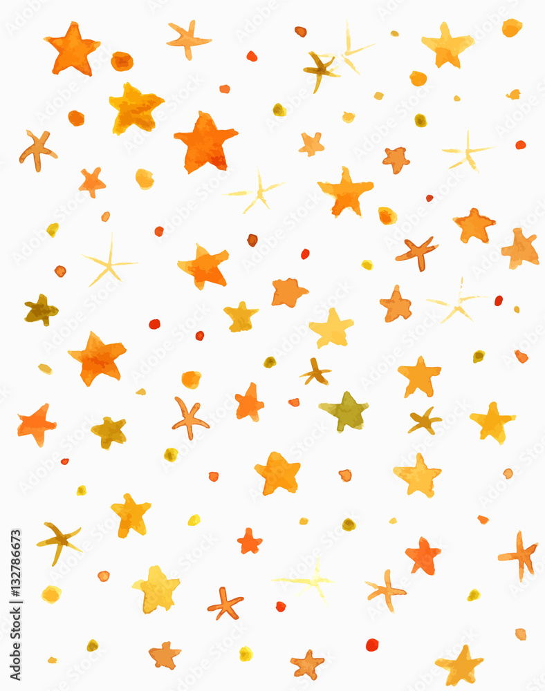 Abstract vector and watercolor yellow stars