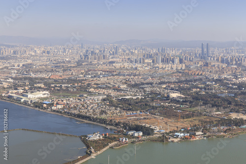 Aerial view of Kunming, the capital of Yunnan province in Southern China, from XiShan Western Hill © Fabio Nodari