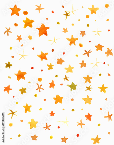 Abstract vector and watercolor yellow stars