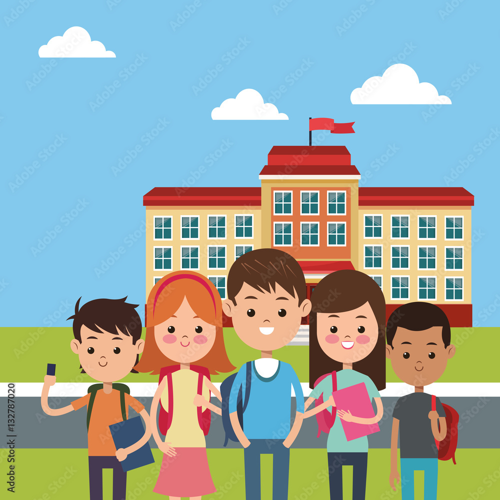 group student ready building school vector illustration eps 10 group student ready building school vector illustration eps 10