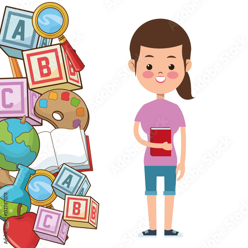 student school palette book cube apple tools vector illustration eps 10