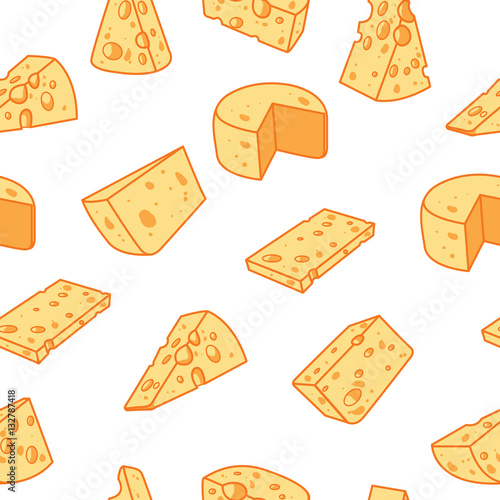 Cheese pattern including seamless on white background. Hand draw