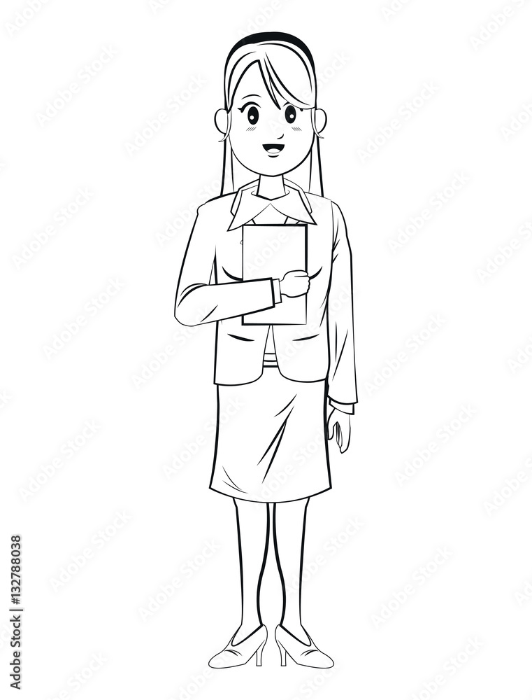 woman business worker standign sketch vector illustration eps 10 woman business worker standign sketch vector illustration eps 10