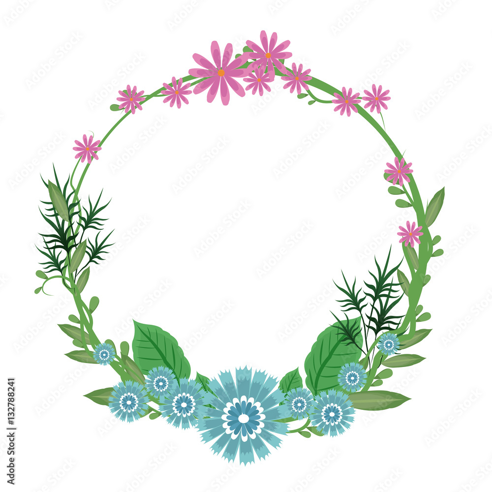 Fototapeta premium flower round frame wreath vector illustration eps 10