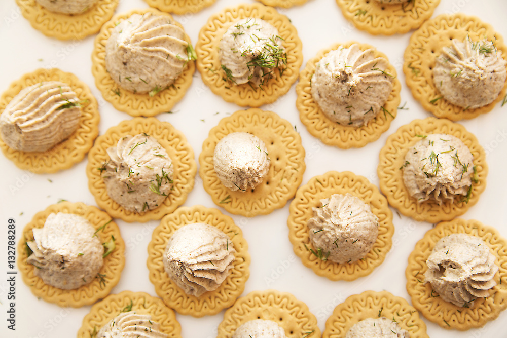 crackers with  pate and parsley