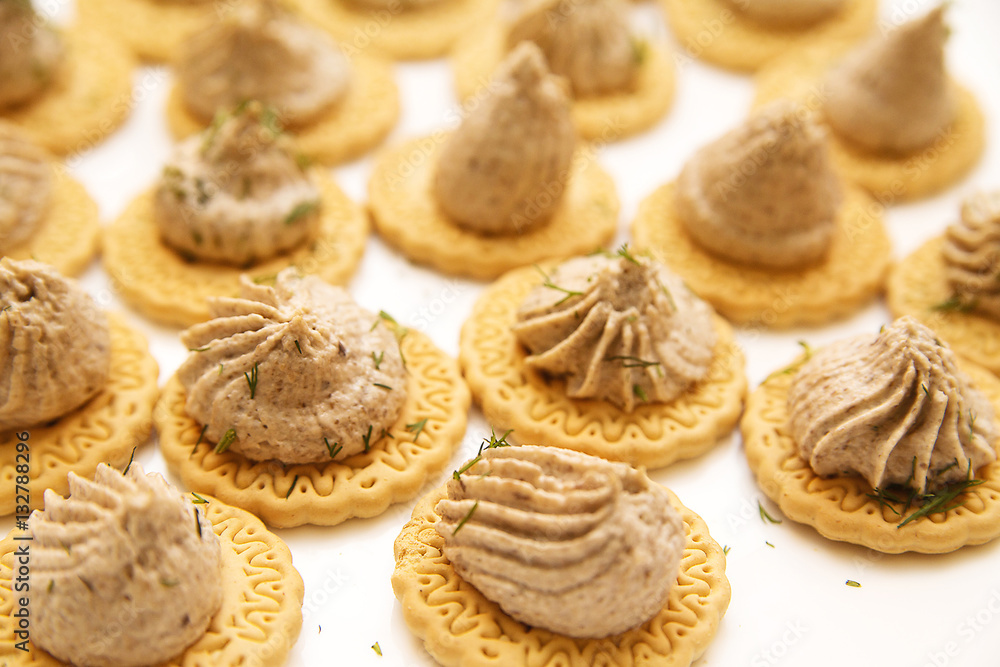 crackers with  pate and parsley