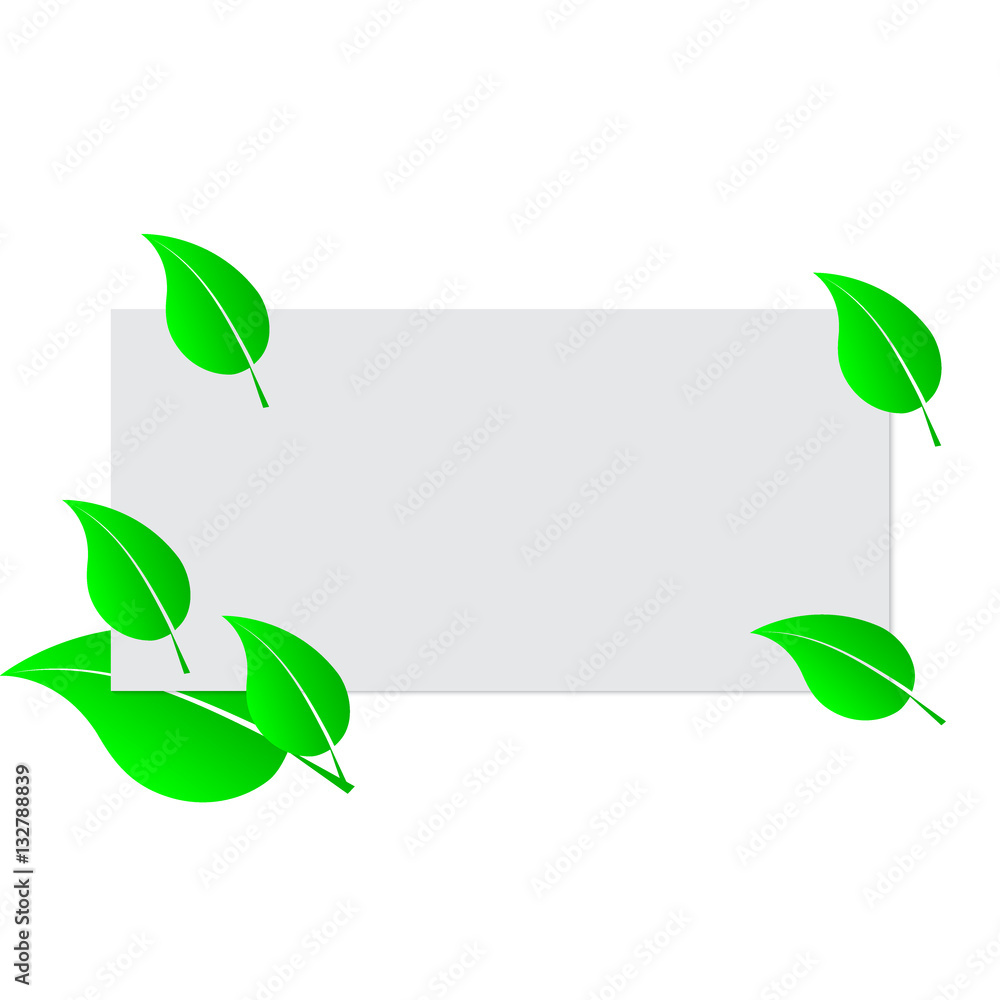 Blank white sheet paper and green fresh spring leaves. Blank white sheet paper and green fresh spring leaves.