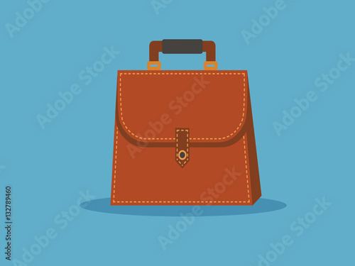 Brown Vintage leather briefcase with strap and brass buckle, .ve