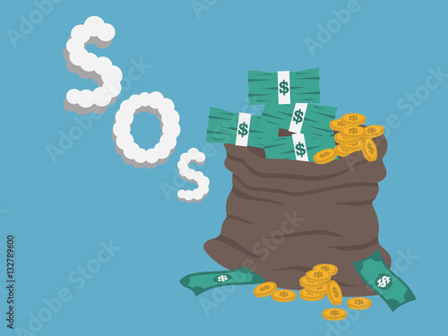 Money in the bag. vector illustration.