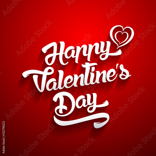 Happy Valentines Day handwritten lettering design text on color background.