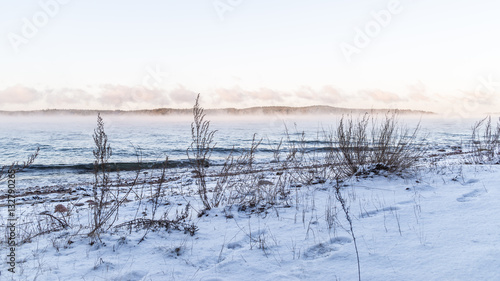 Winter landscape on coast