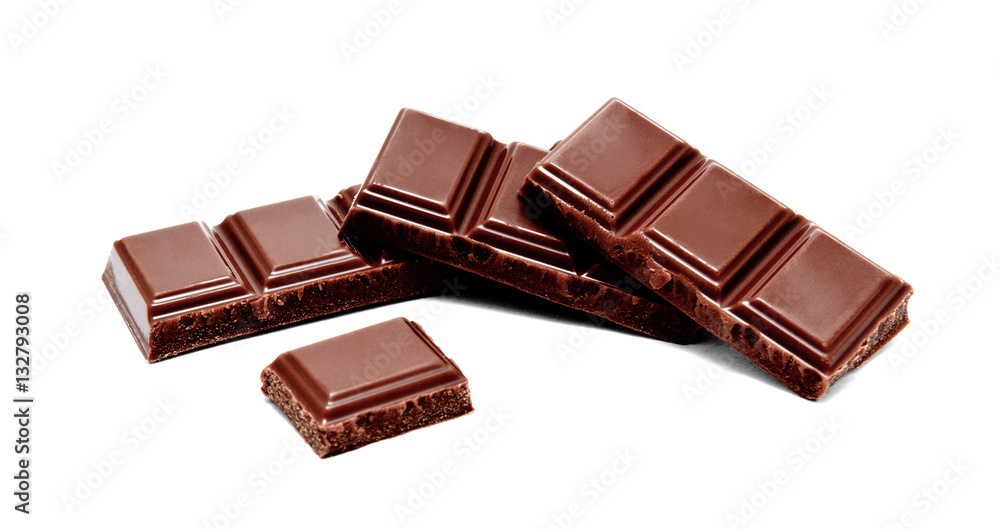Dark milk chocolate bars stack isolated