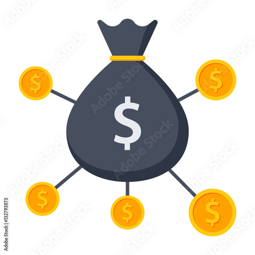 Crowdfunding vector illustration, funding project by raising monetary contributions from crowd of people