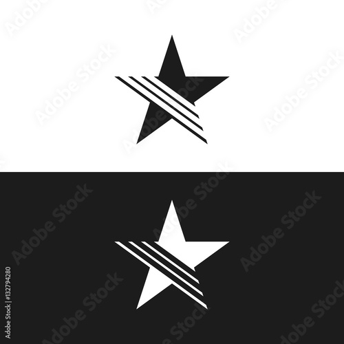 Simple Flat Star Logo with Line. Isolated.