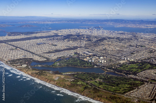 Aerial view of San Francisco downtown cityscape