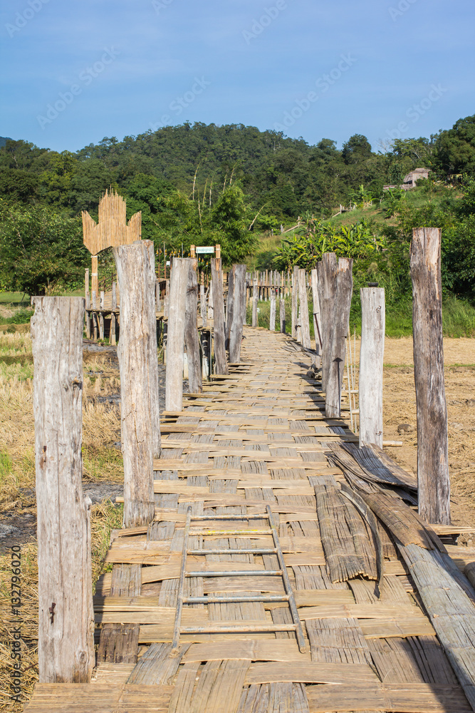  wooden Zutongpae Bridge Mae Hong Son in Thailand