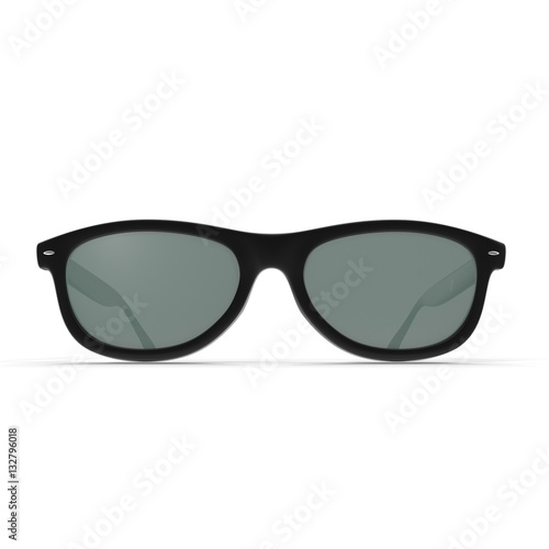 Black sunglasses isolated on white. Front view. 3D illustration