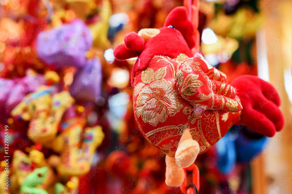 Rooster year. Chinese new year decorations.