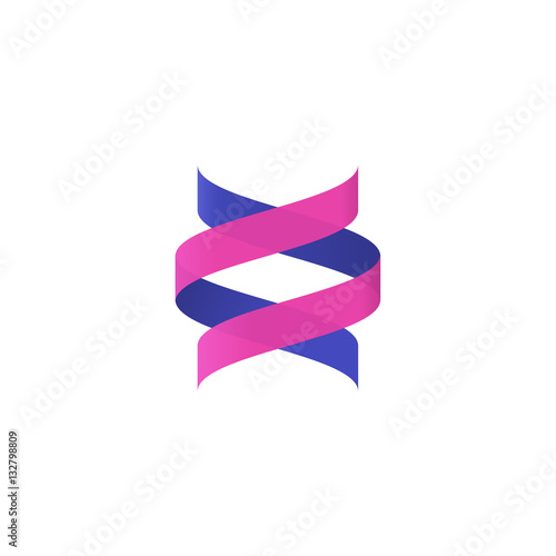 dna helix, simple medical science symbol, modern creative ribbon, abstract spiral logo vector element isolated, concept of bio technology logotype, brand design on white background