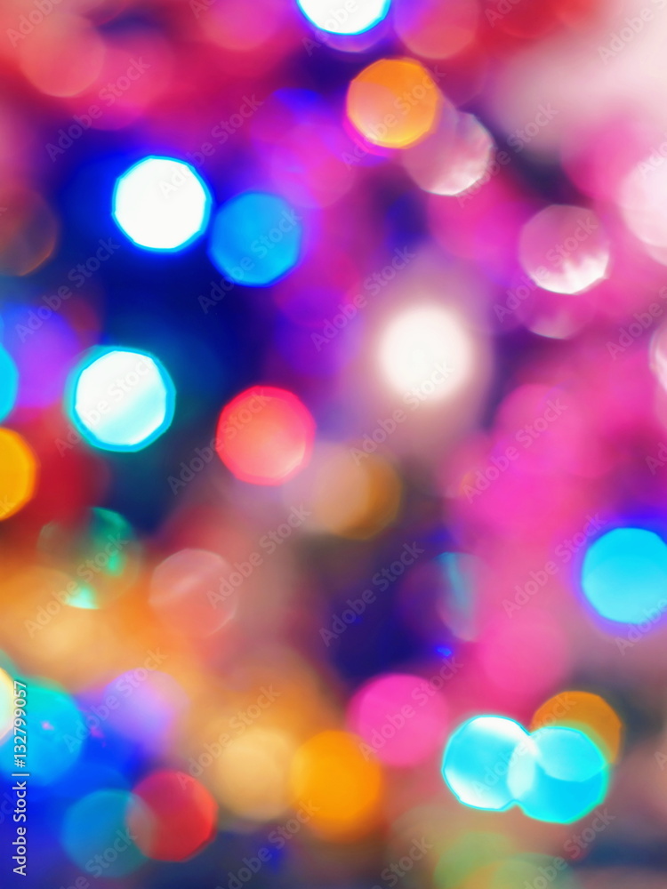 Abstract blurred background with nice bokeh. Defocused Christmas lights.