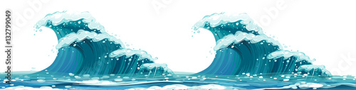 Giant waves on white background