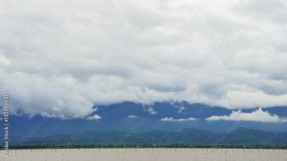 Cloudy timelapse of mountain and lake from Asian country Cloudy timelapse of mountain and lake from Asian country
