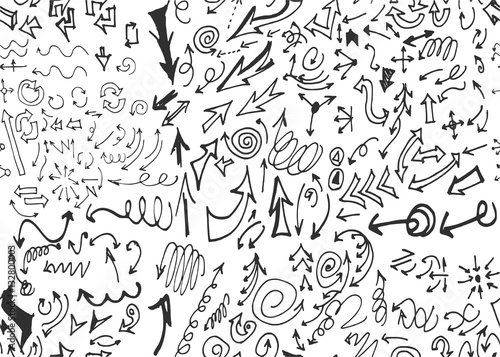 hand-drawn doodle seamless pattern with arrows