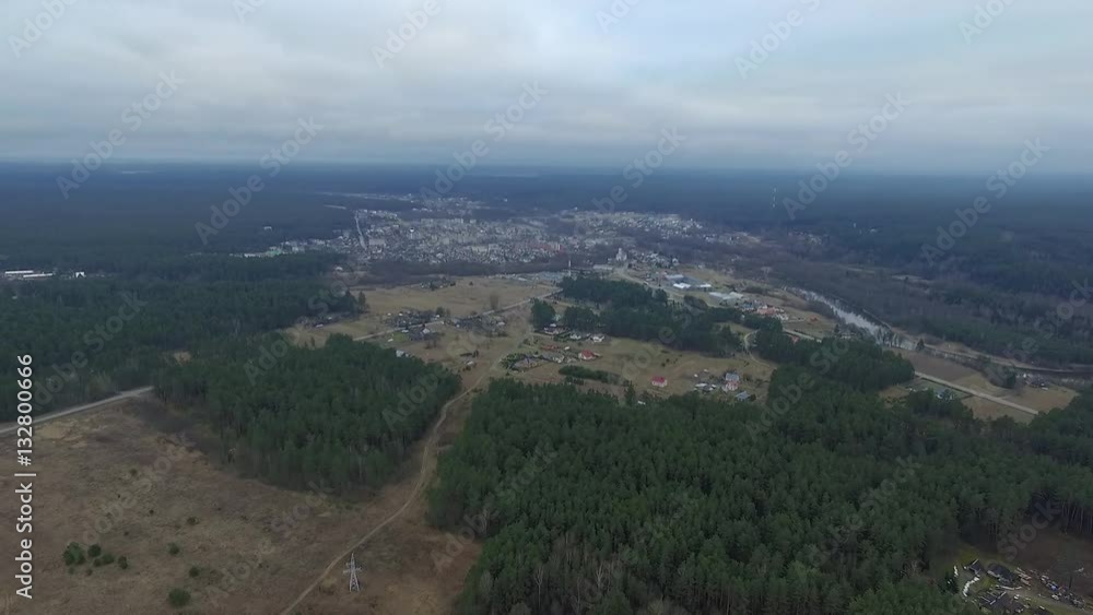 Flight Over Small Town In Distance 2 Flight Over Small Town In Distance 2