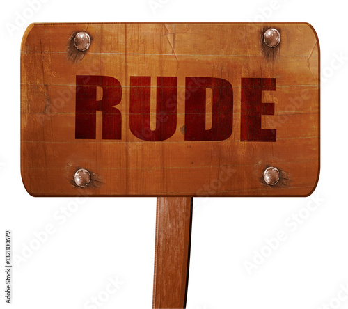 Bilde på lerret rude, 3D rendering, text on wooden sign