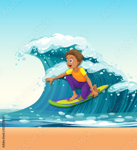 Man surfing on big waves