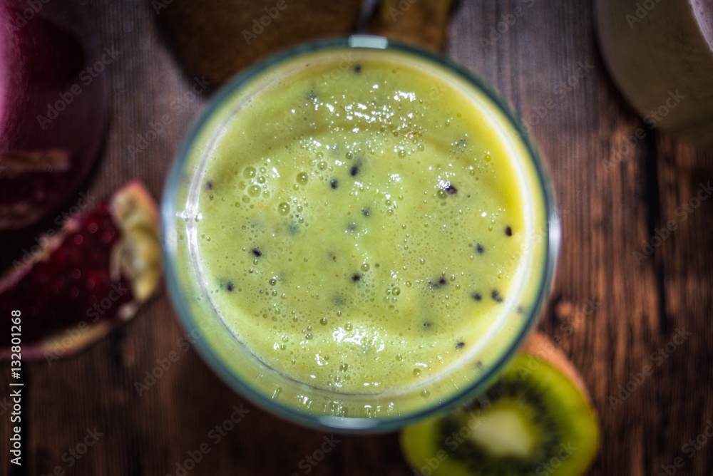 Fresh smoothie of kiwi. Top view Fresh smoothie of kiwi. Top view