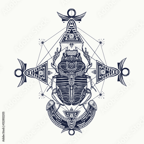Scarab, tattoo, ancient Egypt, mythology. Egyptian scarab