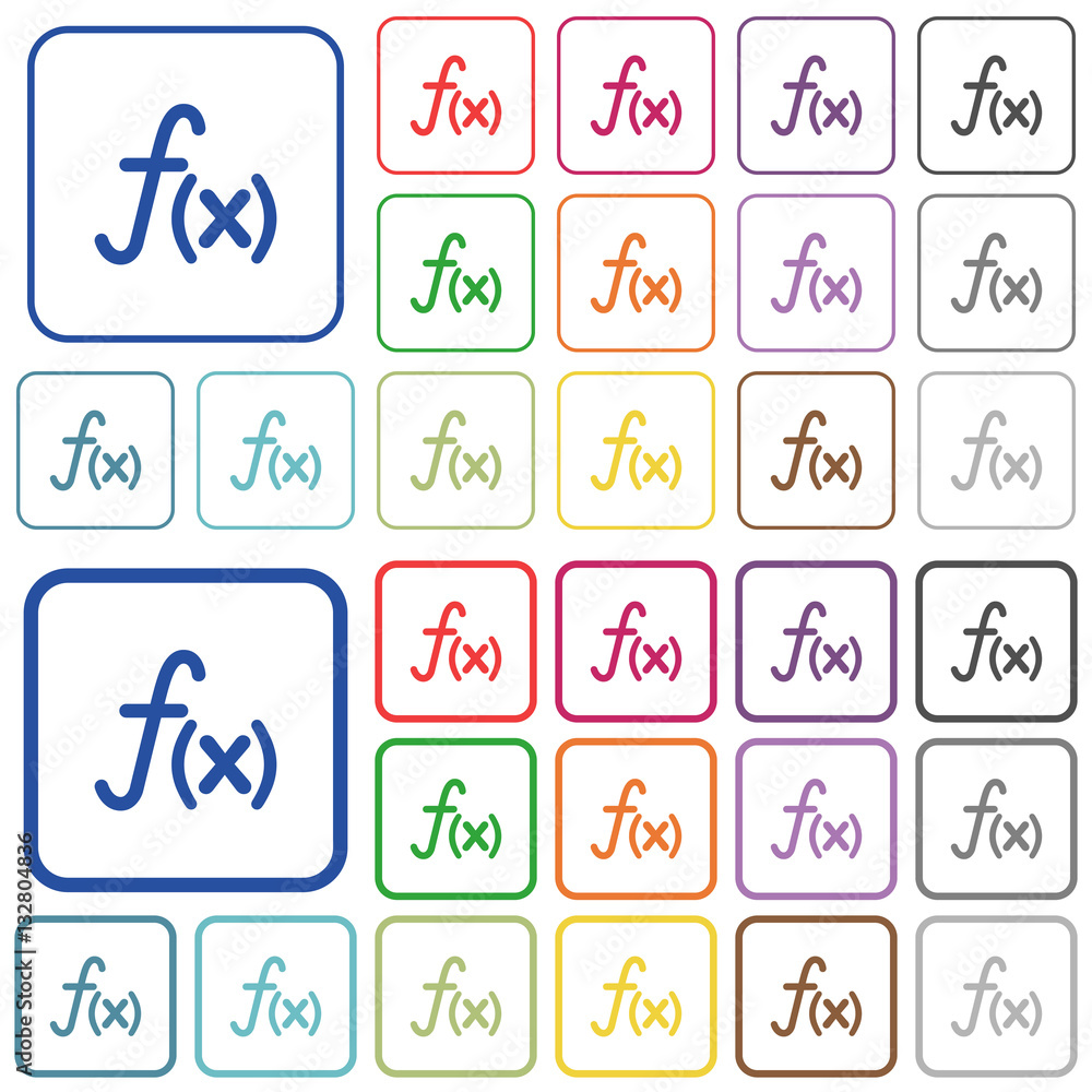 Function outlined flat color icons Function outlined flat color icons