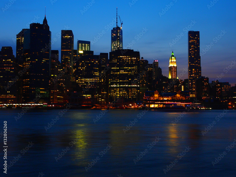 Obraz premium Downtown skyline,Night scape, Manhattan