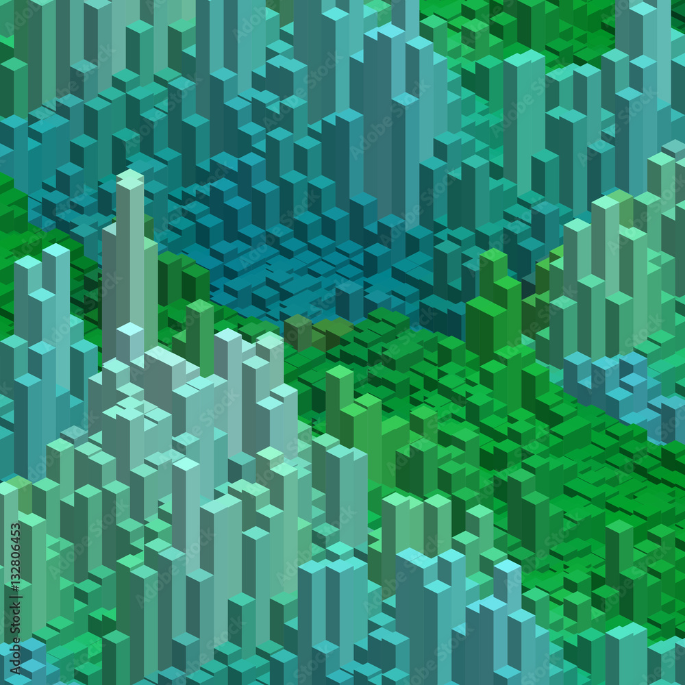 Abstract green, blue cubes background for design. Vector EPS10