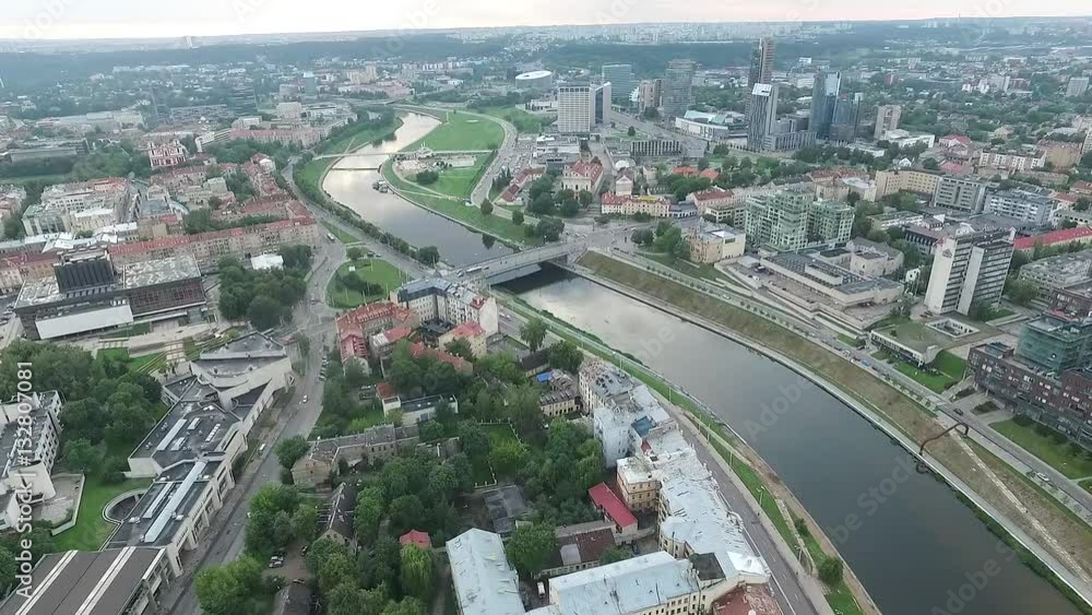 Aerial View Over The City Near River 10 Aerial View Over The City Near River 10