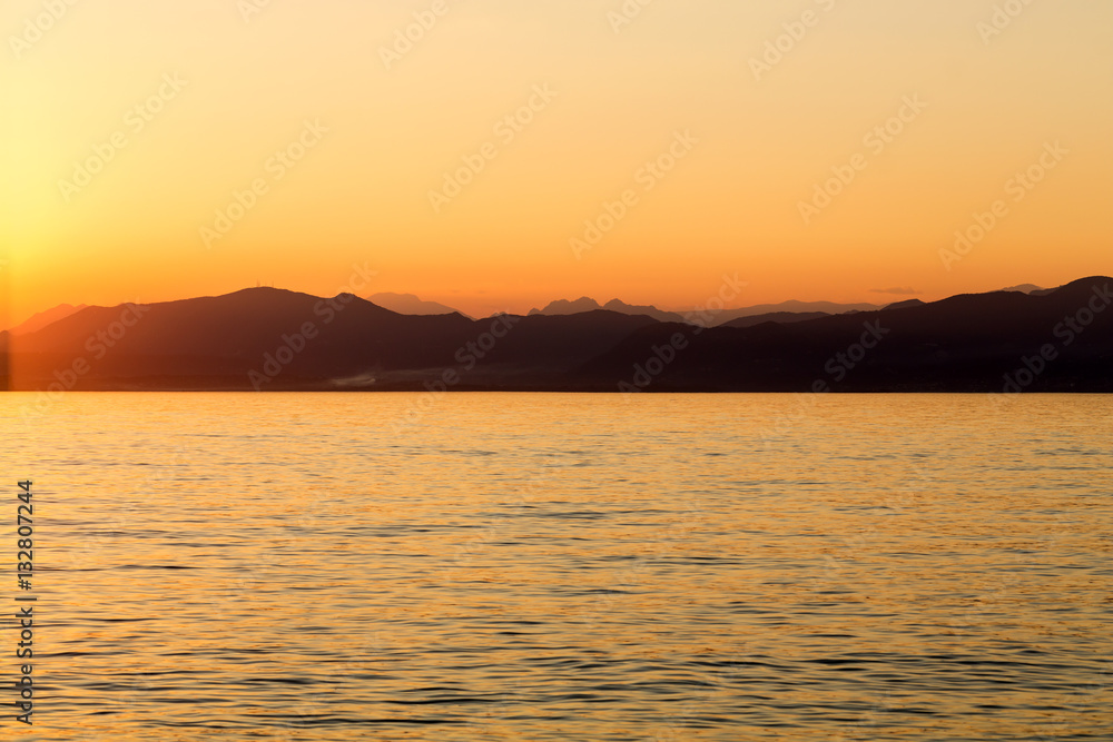 Beautiful sunset at Garda lake in Italy