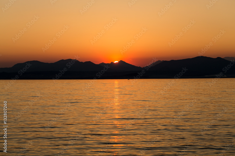 Beautiful sunset at Garda lake in Italy