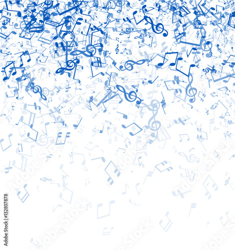 White musical background with notes.