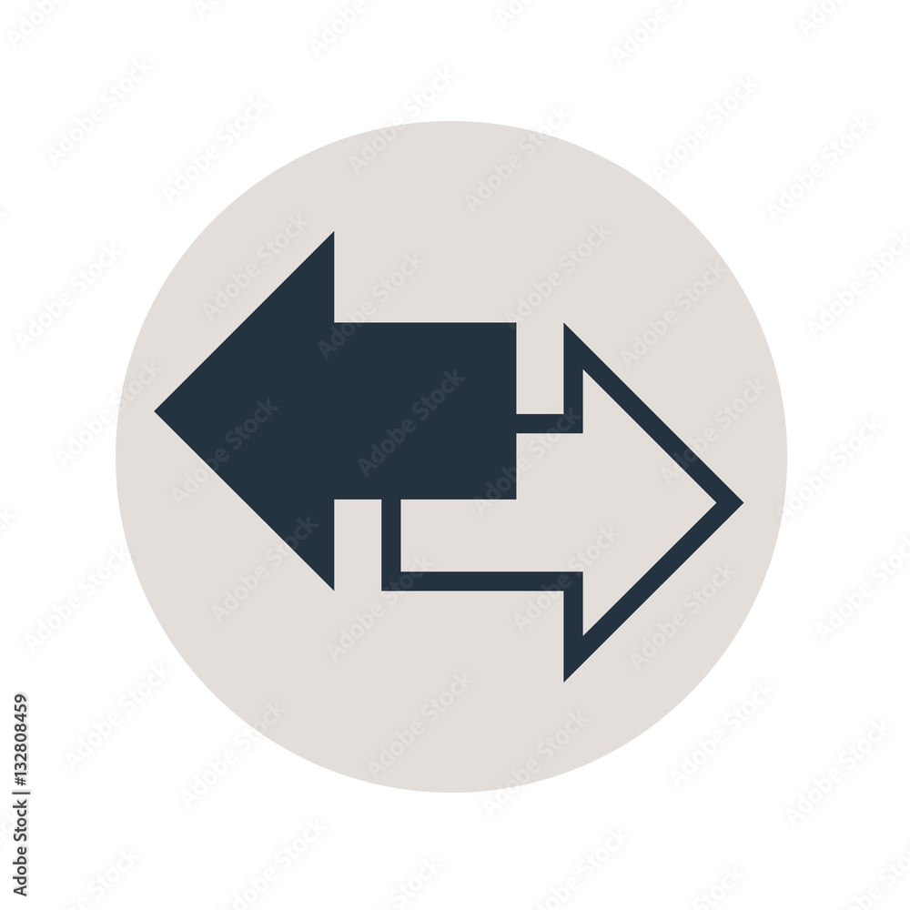 Icono plano doble sentido en circulo gris Icono plano doble sentido en circulo gris