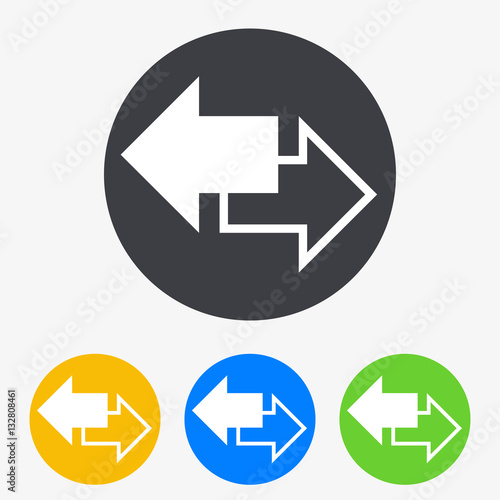 Icono plano doble sentido en circulo varios colores