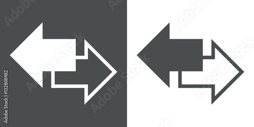 Icono plano doble sentido gris y blanco