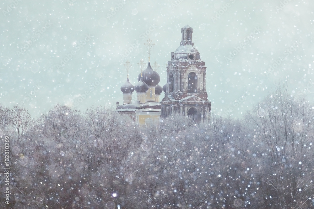 Old Orthodox Church in the winter landscape Old Orthodox Church in the winter landscape