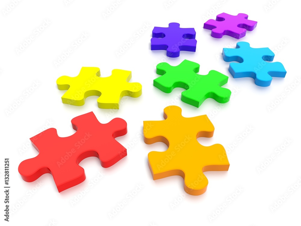 3D rendered Jigsaw Puzzle concept, depicting teamwork and connection 3D rendered Jigsaw Puzzle concept, depicting teamwork and connection