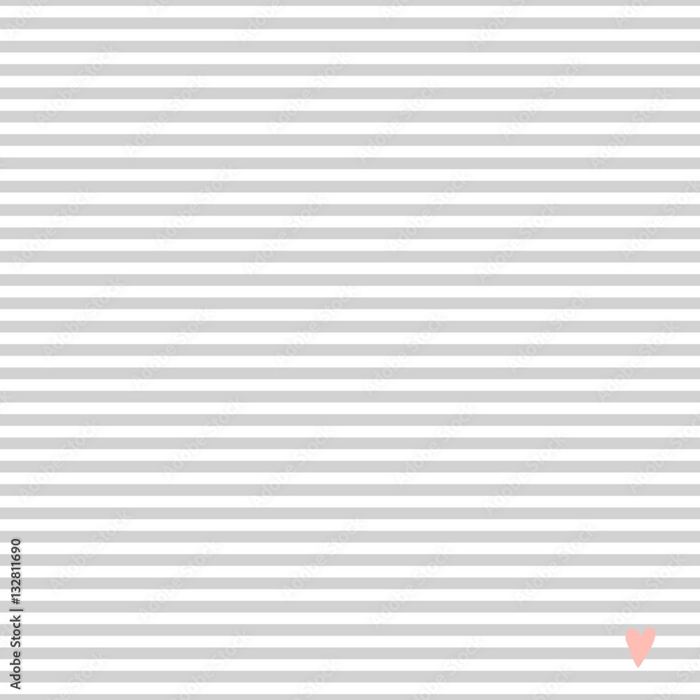 Horizontal stripes seamless pattern. Grey stripes with the small pink heart. Horizontal stripes seamless pattern. Grey stripes with the small pink heart.