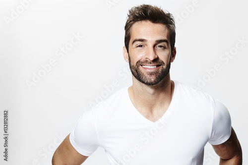 Photography Smiley guy in white t-shirt, portrait