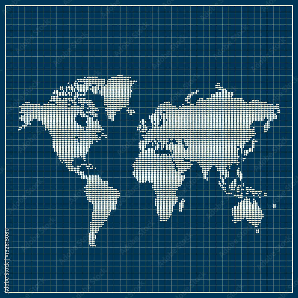 Dotted world map over blue background Dotted world map over blue background