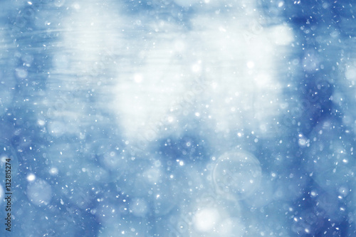 silvery blue highlights snow rain water blurred background